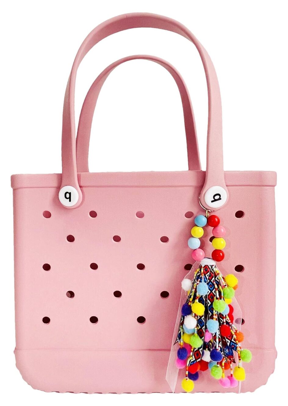 1165 Boho Pom Pom Beaded Charms for Bogg Bag Accessories Rubber Beach Bag